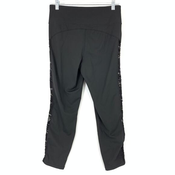Walk Pop Leggings Women's Size M Lace Panel Trim Down Leg Active Black - Picture 2 of 5
